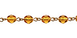 Czech Fire Polished Topaz Faceted Oval Gold (plated) Bead Chain