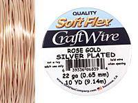 Soft Flex Silver Plated Rose Gold Craft Wire 22 gauge, 10 yards