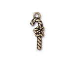 TierraCast Antique Brass (plated) Candy Cane Charm 9x25mm