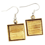 Brass Square Bezel Earrings 16mm