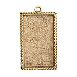 Nunn Design Antique Gold (plated) Large Ornate Rectangle Bezel Pendant 25x43mm