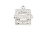 Silver (plated) Scroll Square Toggle Clasp 22x18mm, 21mm bar
