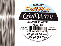 Soft Flex Silver Plated Pewter Craft Wire 24 gauge, 15 yards
