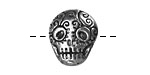 Green Girl Pewter Skull Button 17x19mm