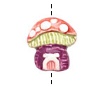 Gaea Ceramic Hand Painted Vibrant Magic Mushroom 25-26x23-24mm
