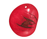 Tagua Nut Red Groovy Slice 25-35x30-42mm