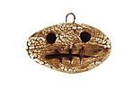 Earthenwood Studio Ceramic Crackle Root Skull Wide Frown Pendant 29x20mm