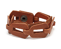 Brown Leather Chain Cuff 1"