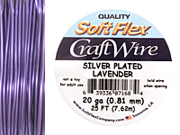 Soft Flex Silver Plated Lavender Craft Wire 20 gauge, 25 ft