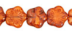 Czech Glass Rustic Red 5 Petal Daisy 14mm