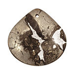 Golden Pyrite (silver tone in resin) Flat Teardrop Pendant 40mm