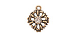 Nunn Design Antique Gold (plated) Flower Crystal Charm 15x18mm