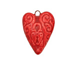 Earthenwood Studio Ceramic Candy Red Lock Heart Pendant 20-21x29mm