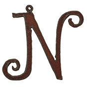 The Lipstick Ranch Rusted Iron Letter N Pendant 52x50mm