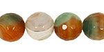 Green/Caramel Agate Faceted Round 14mm