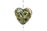 Grace Lampwork Blue w/ Green Boro Heart 19-20mm