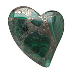 Malachite & Pyrite Sweeping Left Heart Pendant 40x42mm