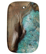 Black & Sea Green Agate Rectangle Pendant 35x55mm