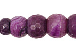 Purple Line Agate Faceted Rondelle Graduated 6-13x11-21mm