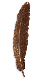 Vintaj Natural Brass Tall Feather 18x88mm