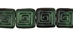 Czech Glass Emerald Isle Tribal Square 14mm