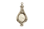 Stampt Antique Pewter (plated) Floral Pendulum Oval Setting 8x10mm