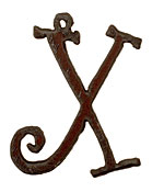 The Lipstick Ranch Rusted Iron Letter X Pendant 40x50mm