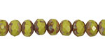 Czech Glass Pistachio Picasso Fire Polished Rondelle 6x9mm