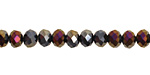 Metallic Peacock Hematite Crystal Faceted Rondelle 6mm