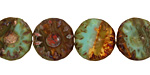Czech Glass Chocolate Pistachio Sunflower Coin 14mm