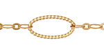 Satin Hamilton Gold (plated) Roped Oval & Ring w/ Flat Horse Eye Chain