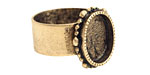 Nunn Design Antique Gold (plated) Small Ornate Oval Bezel Adj Ring 15x18mm