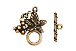 Antique Brass (plated) Grape Vine Toggle Clasp 27x24mm, 20mm bar