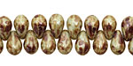 Czech Glass Luster Pistachio Picasso Teardrop 6x9mm