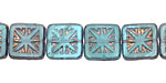 Czech Glass Purple Sky Flower Window Square 10mm