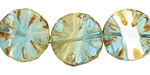 Czech Glass Peruvian Opal Flower Window Coin 18mm