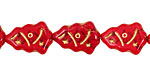Czech Glass Ruby w/ Gold Inlay Christmas Tree 17x12mm