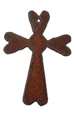 The Lipstick Ranch Rusted Iron Cross w/ Hearts Pendant 45x63mm