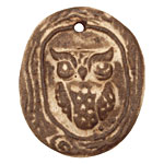 Gaea Ceramic Cream on Chocolate Owl (in a tree) Pendant 36x43mm