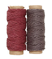 Gray/Burgundy Hemp Twine 20 lb, 29 ft x 2 colors