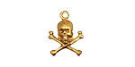 Brass Skull & Crossbones Charm 13x17mm