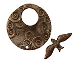 Green Girl Shibuichi Bird Over Clouds Toggle 31mm, 25mm bar