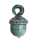 Grace Lampwork Liquid Blue Acorn Pendant 27-28x31-32mm