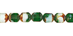 Czech Glass Snowy Evergreen Faceted Barrel 8x7mm