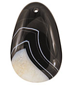 Black & White Agate Teardrop Pendant 35x55mm