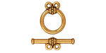 TierraCast Antique Gold (plated) Beaded 2-Loop Toggle Clasp 15x12, 20 Bar