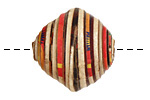 African Paper (cream, red, black) Bicone 24-25x26-27mm