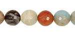 Amazonite Blk. Tourmaline Faceted Round 12mm