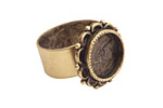 Nunn Design Antique Gold (plated) Small Ornate Circle Bezel Adjustable Ring 20mm