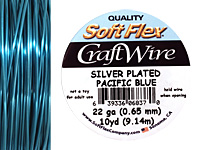 Soft Flex Silver Plated Pacific Blue Craft Wire 22 gauge, 10 yards